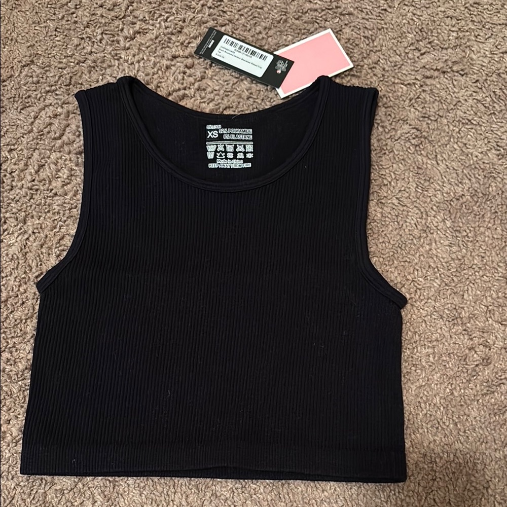 NEW Black Ribbed Crop Top